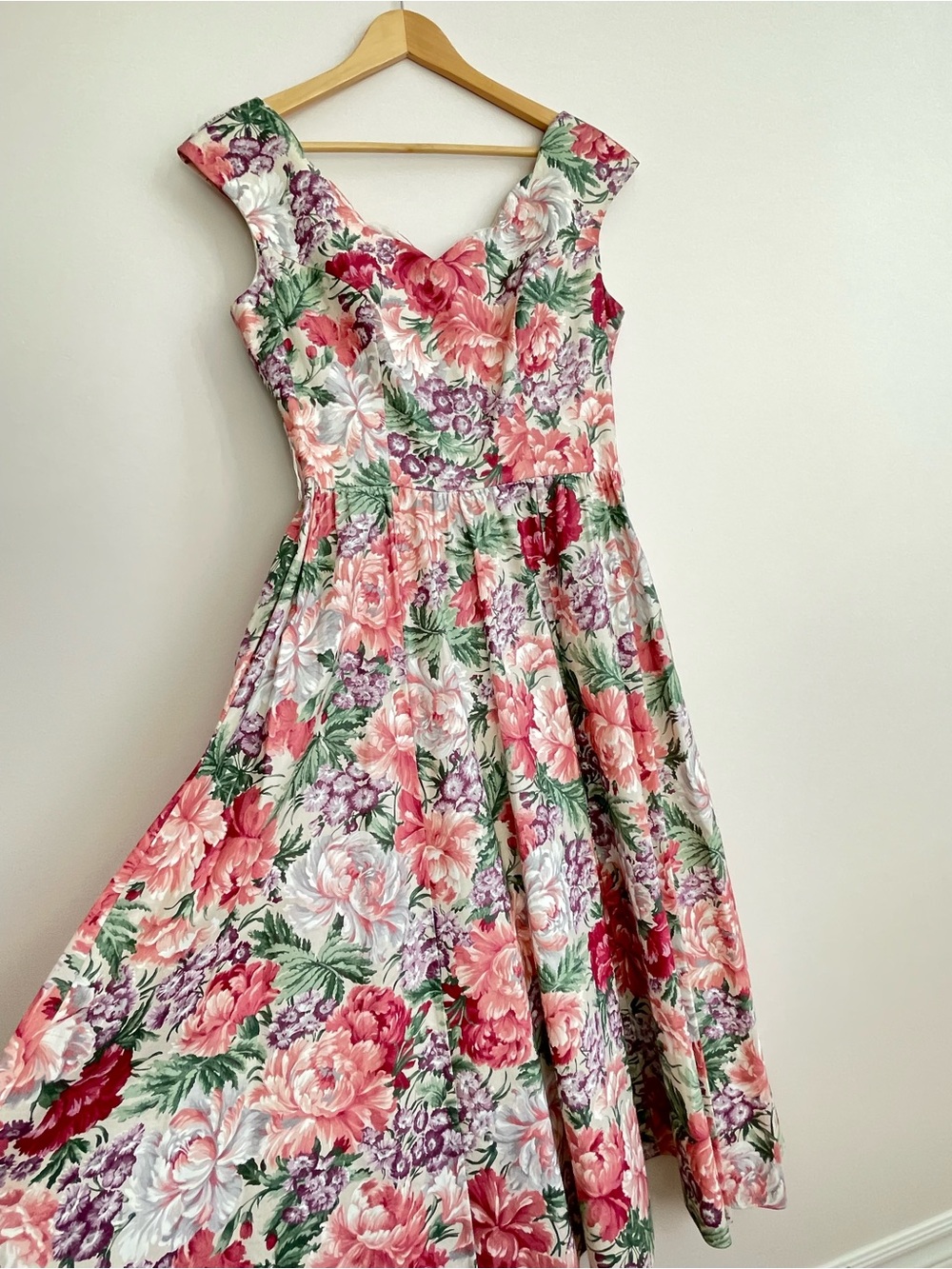 Gorgeous Vintage 1950s style ALGO 100% COTTON Floral Midi Dress